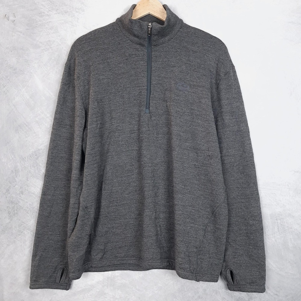 Icebreaker Pullover Mens XL Gray Sport 320 Merino 1/4 Zip Hiking Thermal Top